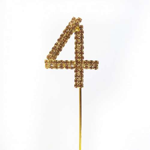 Diamante Small Gold Number - 4 - Click Image to Close